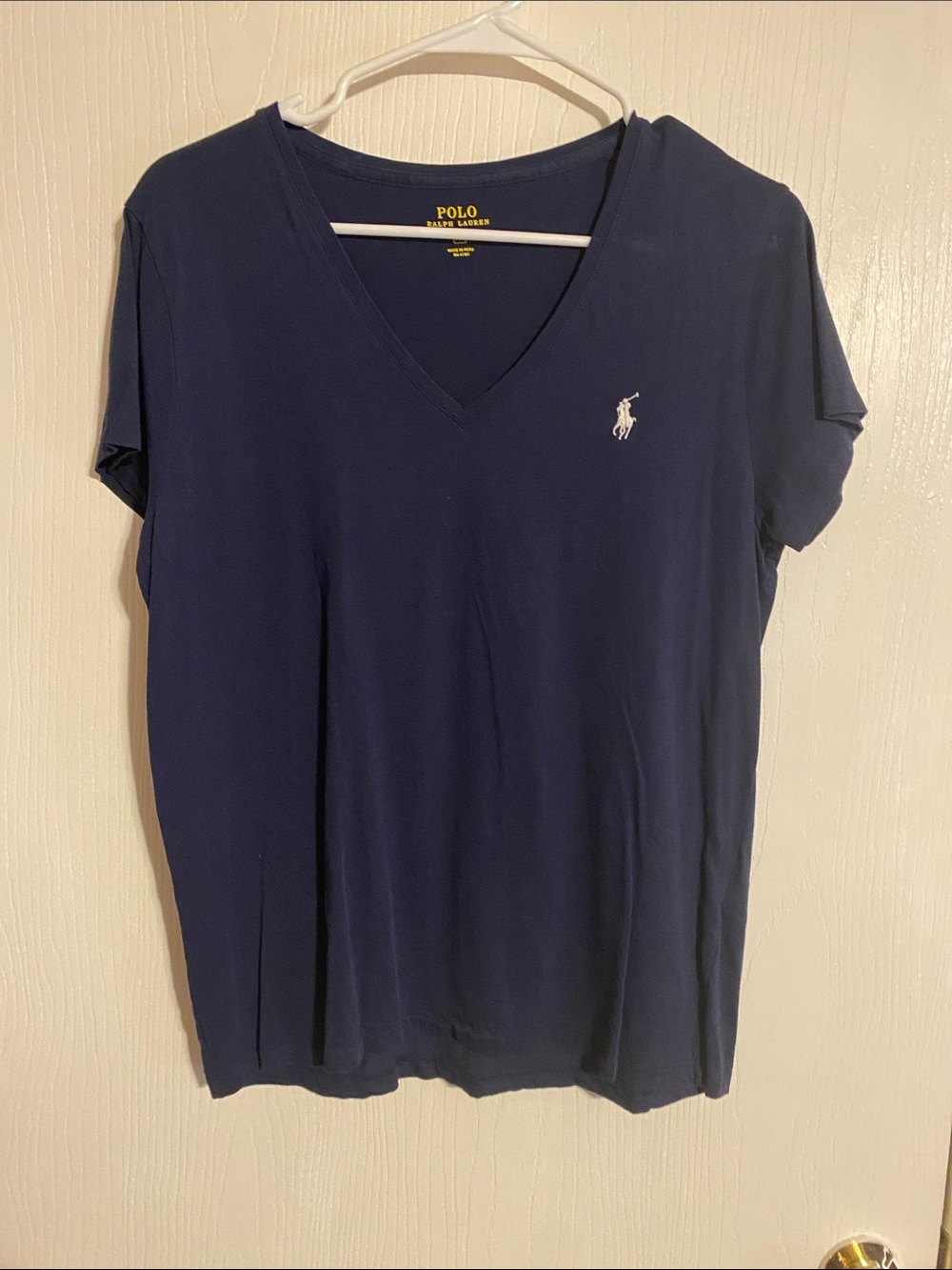 Polo by Ralph Lauren Navy V‑Neck Short Sleeve Tee with White Pony